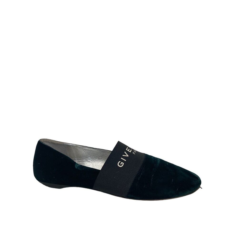 GIVENCHY Green Velvet Bedford Logo Smoking Slipper Flats Loafer Size 39.5 - Picture 2 of 10